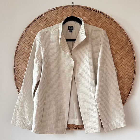 STUNNING 100% CREPE SILK EILEEN FISHER OPEN FRONT LIGHTWEIGHT JACKET - Picture 1 of 8